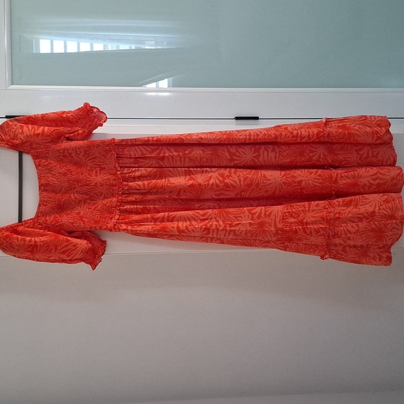 Betsey Johnson Palms Of Paradise Maxi Dress In Spicy Orange Sz M - Picture 11 of 15